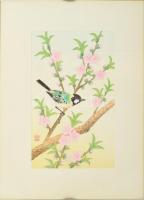 Olvashatatlan jelzéssel, feltehetően japán művész: Madárka. Vegyes technika, papír. Üvegezett klipsz keretben, 18×11 cm