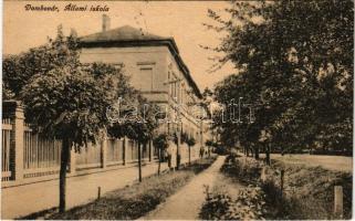 1920 Dombóvár, Állami iskola. Vasúti levelezőlapárusítás 21. sz. (EK)