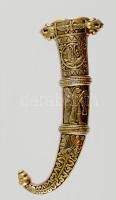 Denix közel-keleti dísztőr replika, ívelt pengével, díszes fém markolattal és hüvellyel, h: 23 cm