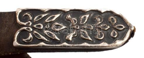 Tarsoly. Tarsolylemezen csodaszarvas és turul madár motívummal. Kézzel készített réz veret, bőr tásk...