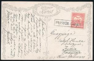 1916 Képeslap Turul 10f bélyeggel "PILISVÖRÖSVÁR P.U."