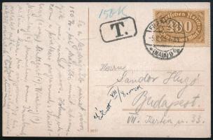 1923 Képeslap Németországból Budapestre 150K portóval / Postcard from Germany to Hungary with 150K p...