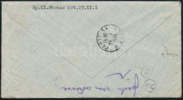 1948 Légiposta 3Ft ajánlott levélen Franciaországba, visszaküldve