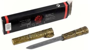 Denix távol-keleti jellegű fantázia tőr (tantó), sárkánymotívumokkal díszített fém markolattal és hüvellyel, h: 22,5 cm