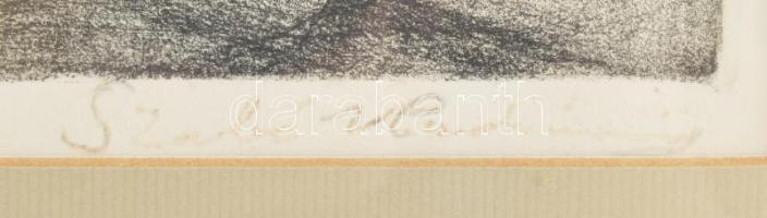 Szabó Vladimir (1905-1991): Fürdőző aktok. Színezett rézkarc, papír, utólagos (?) jelzéssel, üvegeze...