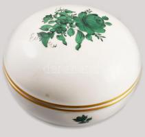 Augarten Wien zöldvirágos bonbonier, jelzett, hibátlan, d: 9,5 cm