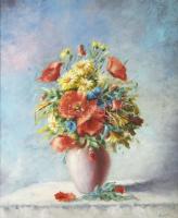 Harth F. jelzéssel: Csendélet, 1932. Olaj, vászon. Dekoratív fakeretben. 60x50 cm