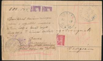 1924 (14. díjszabás) Hivatalos felszólításra portómentes levél bérmentesítve, de portózva, a címzett postája kérdezi hogy akkor portós vagy nem / Cover with postage due