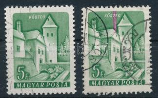 1960 Várak 5Ft lila csíkkal (a lemez levilágításakor "kitakarás" történt a nyomóformán) + támpéldány