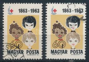 1963 Vöröskereszt 60f hiányos piros színnyomat a szájaknál + támpéldány