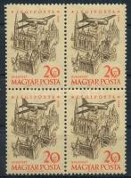 1958 Repülő (VI.) 20Ft záróérték négyestömb, jobb alsó bélyegen nyitott "D" betű