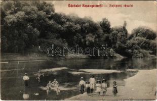 Kesznyéten, Sajó-parti részlet, fürdőző gyerekek (EK)