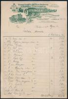 1931 Bp. Flórián tér (Óbuda), GIttinger György fűszer-, csemege- és terménykereskedő dekoratív fametszetes, a Flórián tér 16. sz. üzletét ábrázoló, kitöltött számlája, jó állapotban