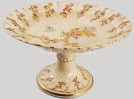 Sarreguemines "Louis XV" talpas kínáló, jelzett, sérült, ragasztott, d: 23 cm, m: 13,5 cm