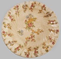 Sarreguemines "Louis XV" talpas kínáló, jelzett, sérült, ragasztott, d: 23 cm, m: 13,5 cm