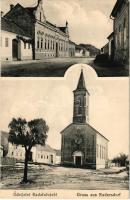 Radafalva, Rudersdorf; utca, templom télen. Josef Vollmann kiadása / street view, church in winter (Rb)