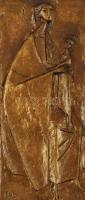 Erwin Huber (1929-2006): II. János Pál pápa emlék relief, Ausztria, 1988. Réz, jelzett, 16,5x7 cm