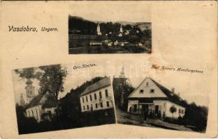 Vasdobra, Vas-Dobra, Neuhaus am Klausenbach; Orts-Kirchen, Karl Zieger's Handlungshaus / látkép...