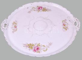 cca 1900 Nagyméretű szervírozótálca. Jelzés nélkül, kopással, d: 38 cm