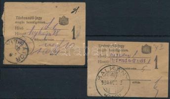 1920 2 db távbeszélőjegy / 2 Telephone tickets