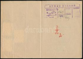 1942 Szolgálati távirat 3 bélyeggel / Telegram "SÜMEG"