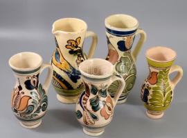 5 darab erdélyi bokály, kis sérülésekkel, m: 20 cm alatt