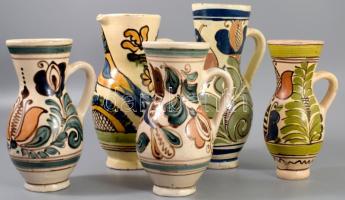 5 darab erdélyi bokály, kis sérülésekkel, m: 20 cm alatt