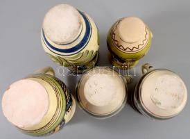 5 darab erdélyi bokály, kis sérülésekkel, m: 20 cm alatt