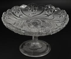 Préselt üveg talpas kínáló. Jelzés nélkül, hibátlan, d: 29 cm, m: 16,5 cm