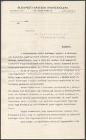1930 A Budapesti Kávésok Ipartestülete gépelt levele háztulajdonoshoz, arra kérve őt, hogy a házában működő kávéház bérleti díját mérsékelje, mivel a nagy gazdasági világválság nyomán a kávéházak is nehéz anyagi helyzetbe kerültek, eredeti borítékjában, postán elküldve, szép állapotban