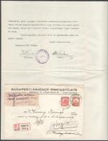 1930 A Budapesti Kávésok Ipartestülete gépelt levele háztulajdonoshoz, arra kérve őt, hogy a házában...