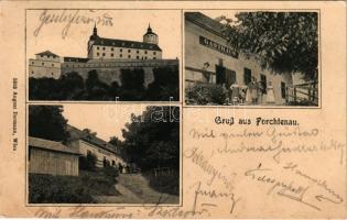 1906 Fraknó, Forchtenau, Forchtenstein; Fraknó vára, vendéglő / Schloss, Gasthaus / castle, inn (EK)