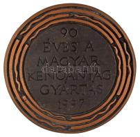 1997. "90 éves a magyar kenőanyag gyártás / MOL" kétoldalas bronz emlékérem, műanyag tokban (78mm) T:AU