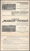 1935 A hajdúszoboszlói Parenthesy "Margit"-Pensió kihajtható képes ismertetője árlappal, postán elküldve, jó állapotban