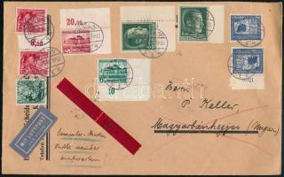 1938 Légi expressz levél 9 db bélyeggel / Airmail express cover "KÖLN"
