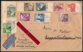 1938 Légi expressz levél 9 db bélyeggel / Airmail express cover "KÖLN"