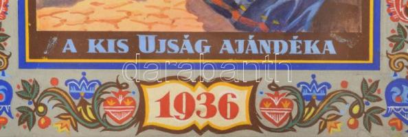 1935 Pál György (1906-1986): Kis Ujság nagy képes naptára 1936, plakátterv, tempera, papír, jelzett,...