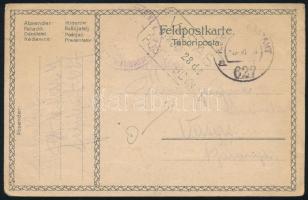 1918 Tábori posta levelezőlap "VASAS" postaügynökségi bélyegzéssel + "FP 627 a"