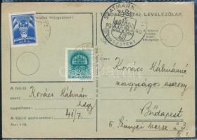 1940 Levelezőlap "SZATMÁRNÉMETI VISSZATÉRT" bélyegzéssel