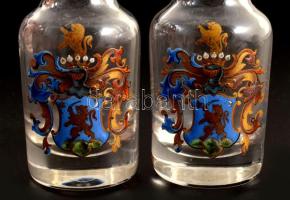 J. &amp; L. Lobmeyr címermintás snapszos készlet. Kínálóüveg 5 darab pohárral. cca 1960, Bécs, z...