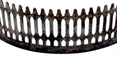 2 darab szecessziós kínáló ezüstözött szereléke üvegbetétek nélkül, h: 28 cm alatt