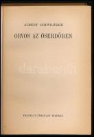 Schweitzer, Albert: Orvos az őserdőben. Ford.: Klopstock Gizella. Győrkovács László bevezetőjével. Bp., é.n., Franklin-Társulat, 165+(3) p. Félvászon-kötésben, sérült elülső szennylappal, a belső kötéstáblán ,,A rombadőlt és újjászületett Franklin Társulat 97. sz. kiadványa" címkével.