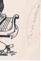 Victor Vashi, Kálmán Viktor (1911-1990): Parragi György és Kádár (politikai karikatúra). Tus, ceruza...