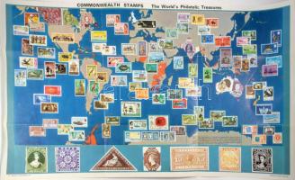 The World's Philatelic Treasures, a British Museum kincsei bélyegeken, térkép szerint rendezve, plakáton