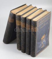 Cholnoky Jenő: A Föld és élete. I-VI. köt. Világrészek, országok, emberek. I. köt.: Európa. II. köt: Ázsia. III. köt.: Afrika. IV. köt. Amerika. V. köt.: Ausztrália, Oceánia és a sarkvidékek. VI. köt.: Magyarország földrajza. Bp., [1936-1937], Franklin. Gazdag képanyaggal illusztrálva. Térkép-mellékletekkel. Kiadói aranyozott egészvászon sorozatkötésben, az V. kötetben hiányzó térkép-melléklettel, kopott, foltos borítókkal.