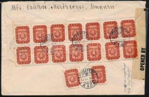 1946 (20. díjszabás) Cenzúrázott levél 16 db bélyeggel Ausztriába / Censored cover with 16 stamps to Austria