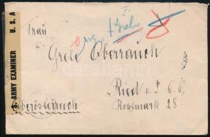 1946 (20. díjszabás) Cenzúrázott levél 16 db bélyeggel Ausztriába / Censored cover with 16 stamps to...