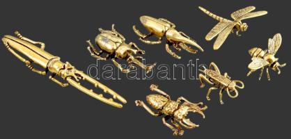 7 darab klf réz rovar figura, h: 12 cm alatt