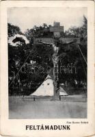 1933 Gödöllő, Feltámadunk! A kép bal sarkában, Krisztus jobb kezénél a falombok a természet csodálatos játékából Nagy-Magyarország és Csonka-Magyarország képeit mutatják. Kiadja a Magyar Nemzeti Szövetség. Kovács Szilárd felvétele. Gödöllő IV. Cserkész Jamboree / Hungarian irredenta propaganda (kopott sarkak / worn corners)