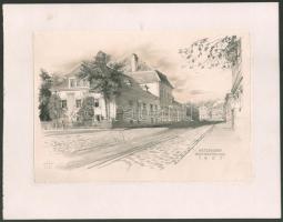 Jaschik Álmos (1885-1950): Hetzendorf, Beethoven-ház, 1938. Ceruza, akvarell, papír. Jelezve balra lent. Kartonon. 17,5x25 cm